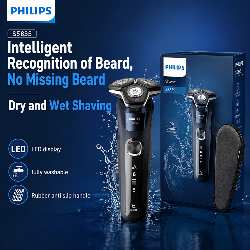 Mens Grooming Travel Kit - Rasoir électrique Philips S5835 rotatif, utilisation