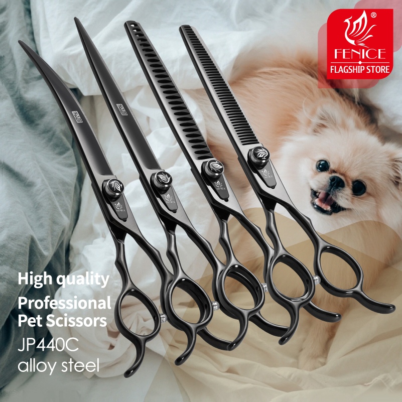 Grooming Scissors - Fenice JP440C acier professionnel noir canin
