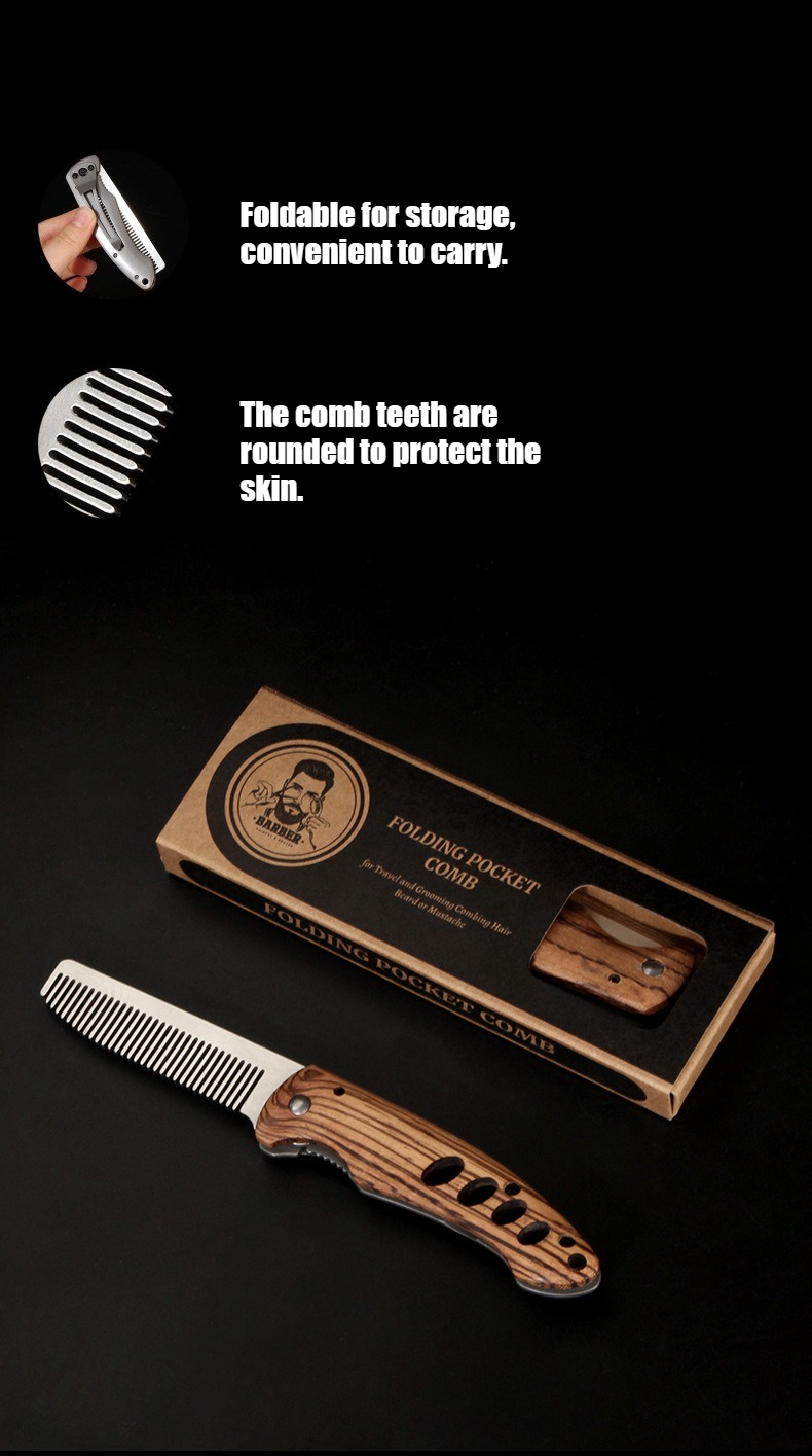 Peigne à barbe pliable en bois - Mens Grooming Travel Kit avis et prix