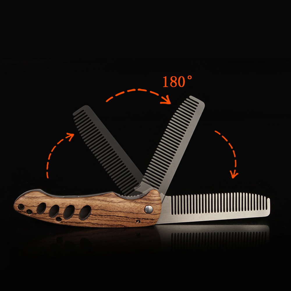 Peigne à barbe pliable en bois - Mens Grooming Travel Kit avis et prix